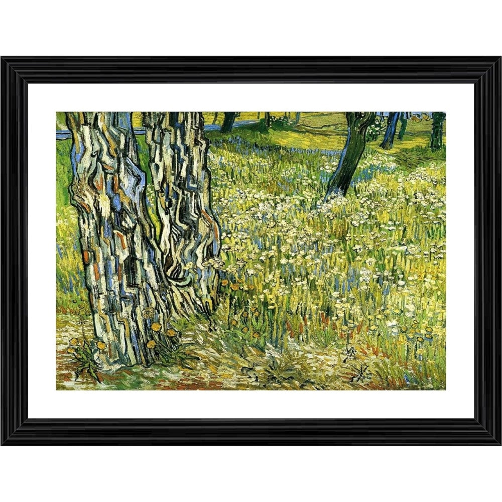 Tree Trunks in the Grass 1890 Painting With Wood Photo Frame (Multicolor) - GillKart