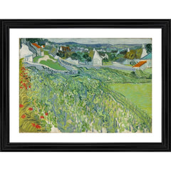 Vineyards at Auvers 1889 Painting With Wood Photo Frame (Multicolor) - GillKart