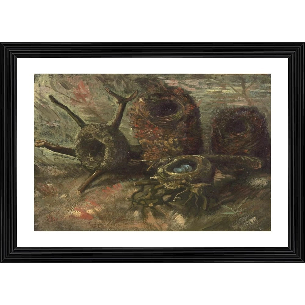 Birds Nests 1885 Painting With Wood Photo Frame (Multicolor) - GillKart