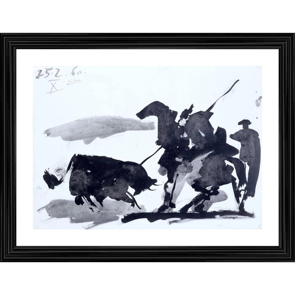 Bullfight 8 Painting With Wood Photo Frame (Multicolor) - GillKart