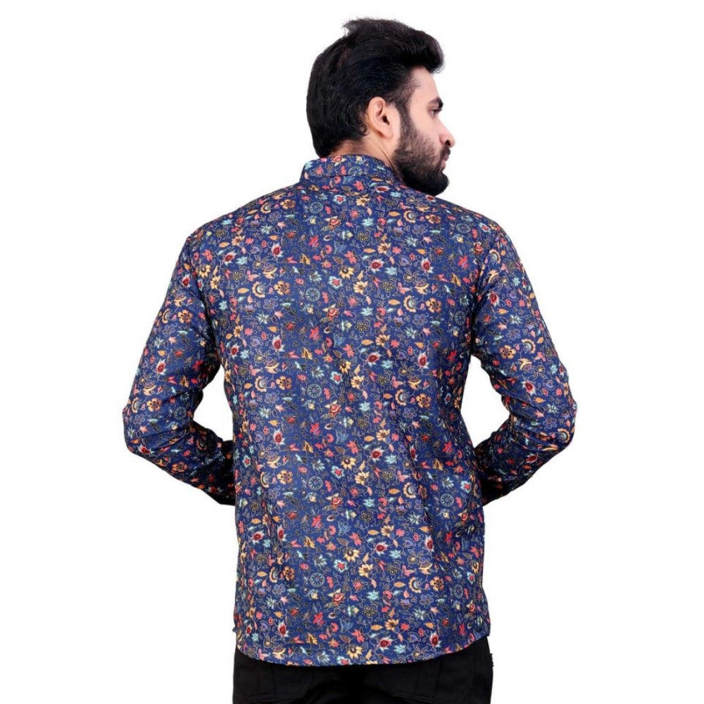 Men's Cotton Blended Printed Full Sleeve Shortkurta (Multicolor) - GillKart