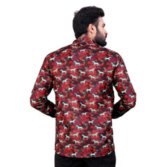 Men's Cotton Blended Printed Full Sleeve Shortkurta (Multicolor) - GillKart