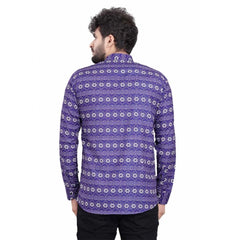 Men's Cotton Blended Printed Full Sleeve Shortkurta (Multicolor) - GillKart