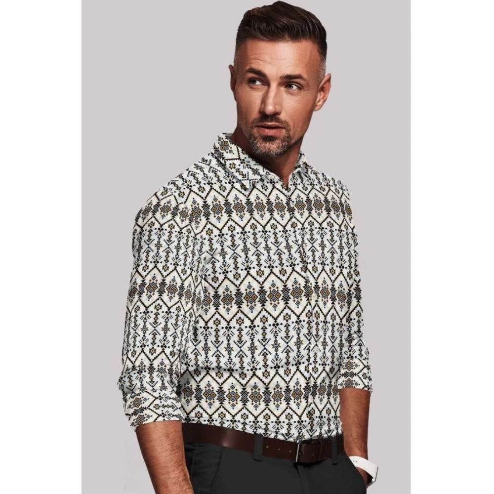 Men's Cotton Blended Printed Full Sleeve Shirt (Multicolor) - GillKart