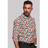 Men's Cotton Blended Printed Full Sleeve Shirt (Multicolor) - GillKart