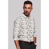 Men's Cotton Blended Printed Full Sleeve Shirt (Multicolor) - GillKart