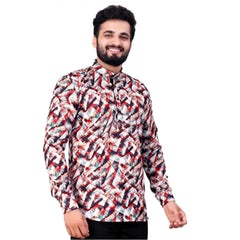 Men's Cotton Blended Printed Full Sleeve Shortkurta (Multicolor) - GillKart