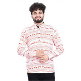 Men's Cotton Blended Printed Full Sleeve Shortkurta (Multicolor) - GillKart