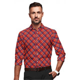 Men's Cotton Blended Checked Full Sleeve Shirt (Red) - GillKart