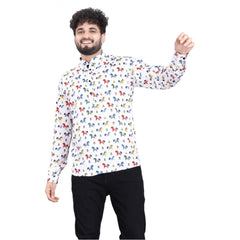 Men's Cotton Blended Printed Full Sleeve Shortkurta (Multicolor) - GillKart