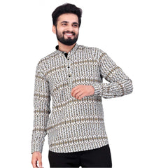 Men's Cotton Blended Printed Full Sleeve Shortkurta (Multicolor) - GillKart