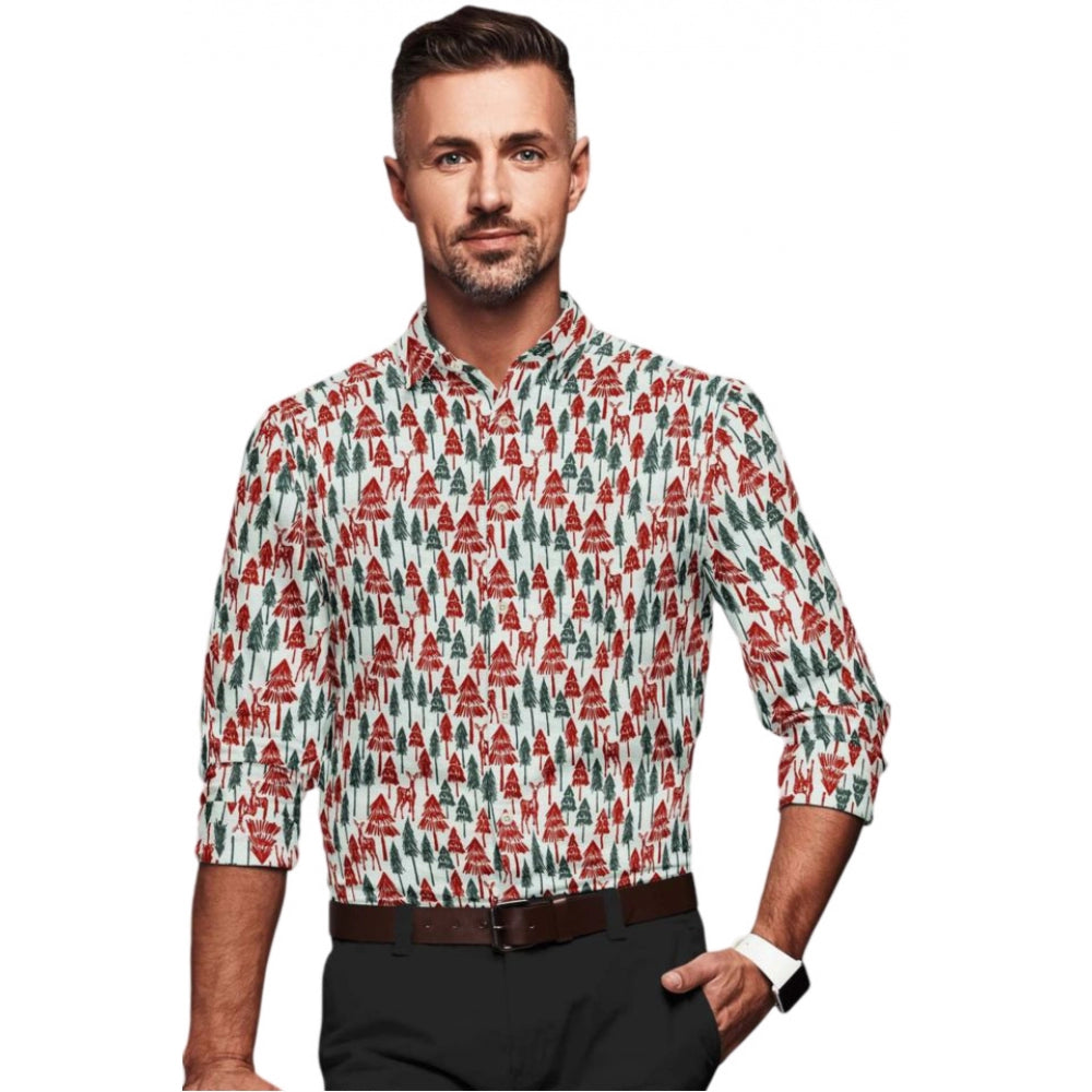 Men's Cotton Blended Printed Full Sleeve Shirt (Multicolor) - GillKart