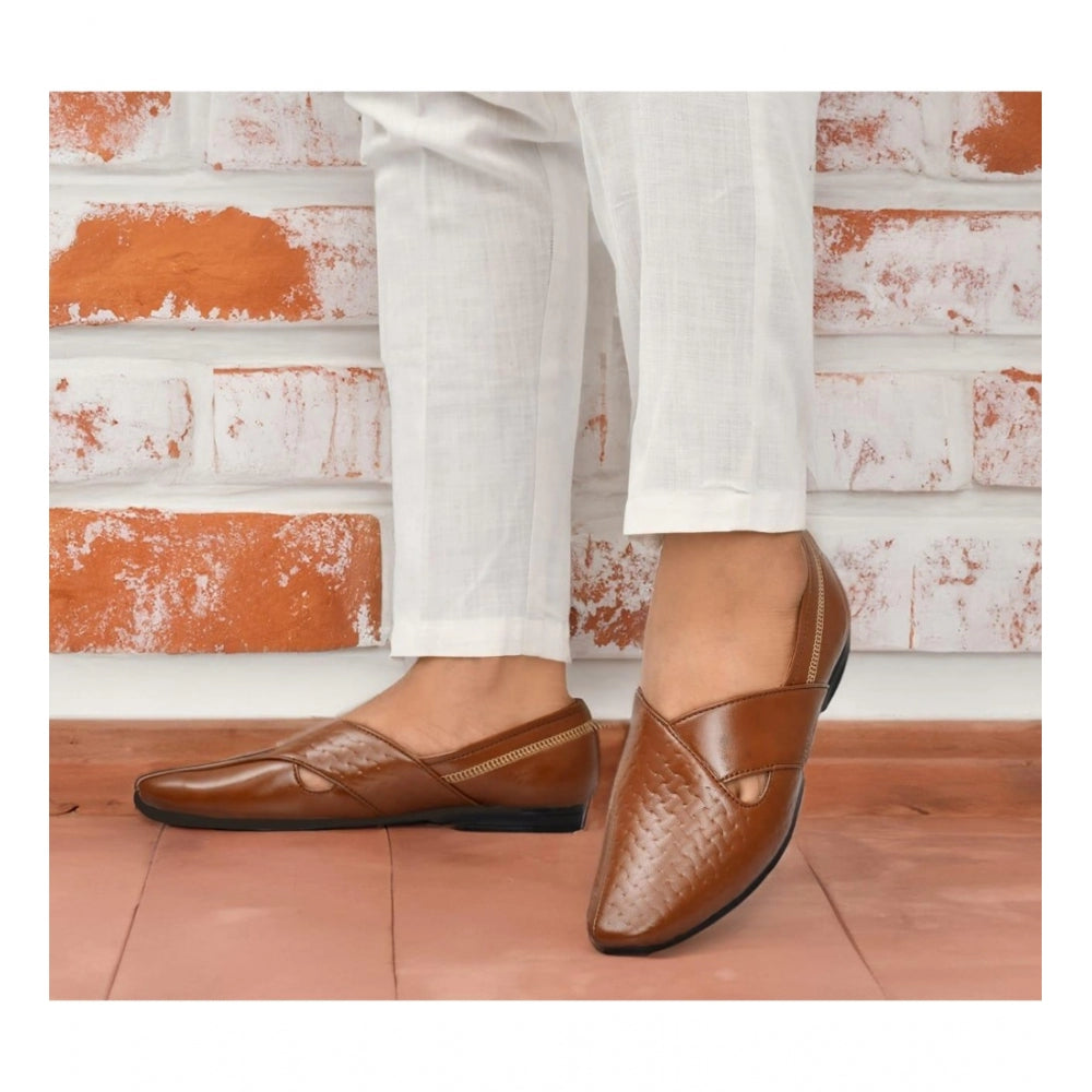 Men's Faux Leather Formal Shoes (Tan) - GillKart