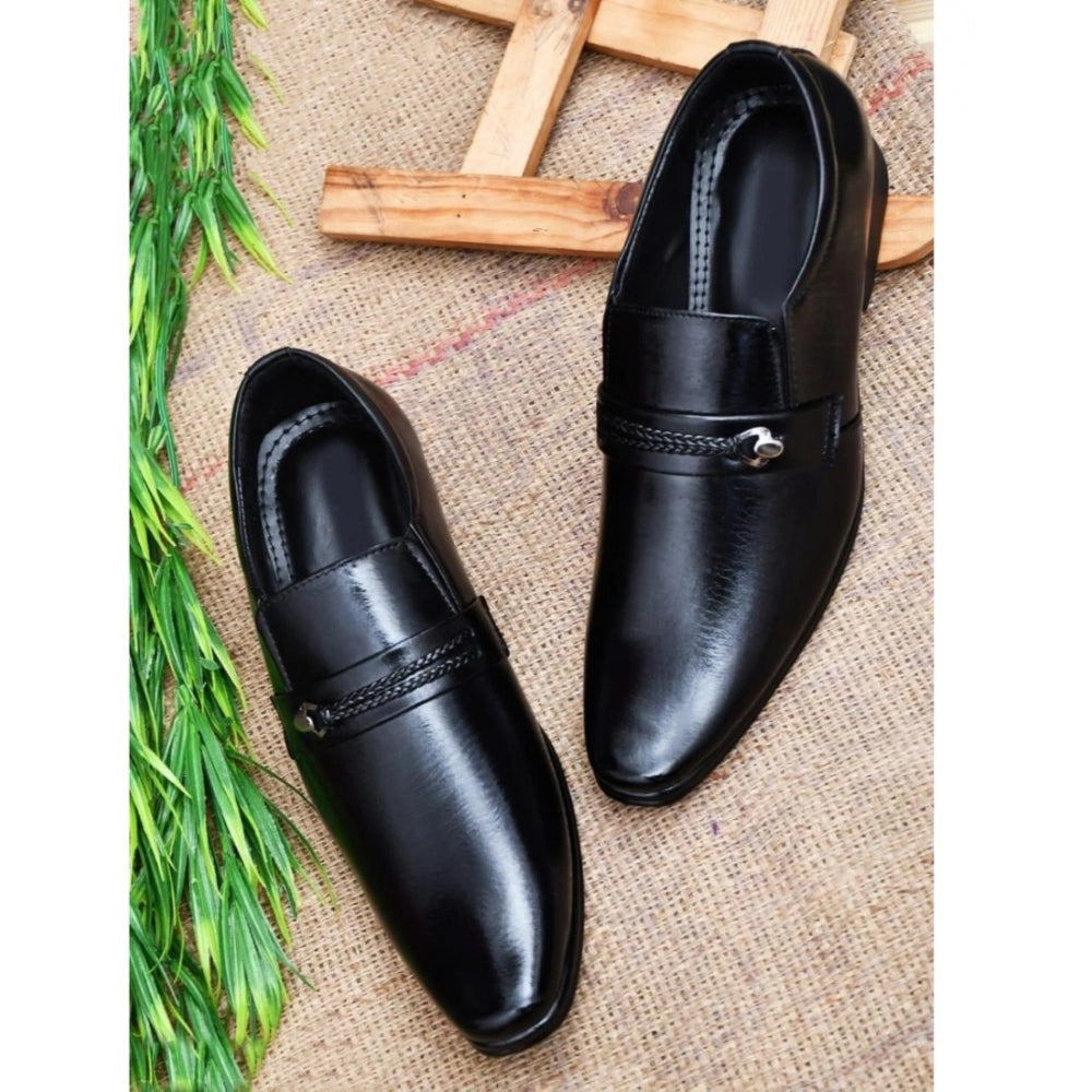 Men's Faux Leather Formal Shoes (Black) - GillKart