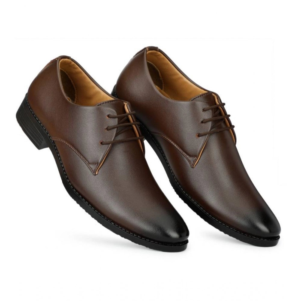 Men's Faux Leather Formal Shoes (Brown) - GillKart