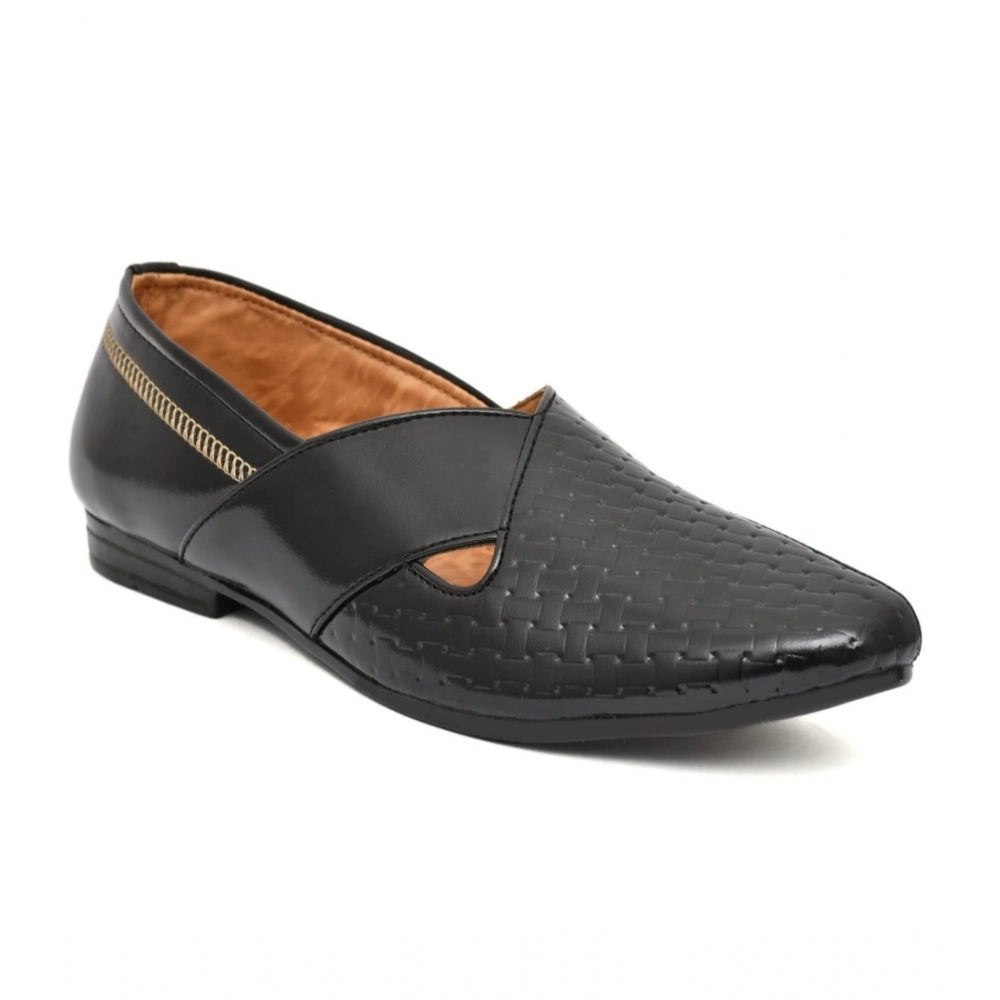 Men's Faux Leather Formal Shoes (Black) - GillKart