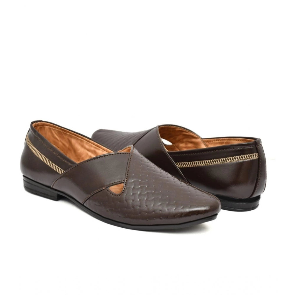 Men's Faux Leather Formal Shoes (Brown) - GillKart