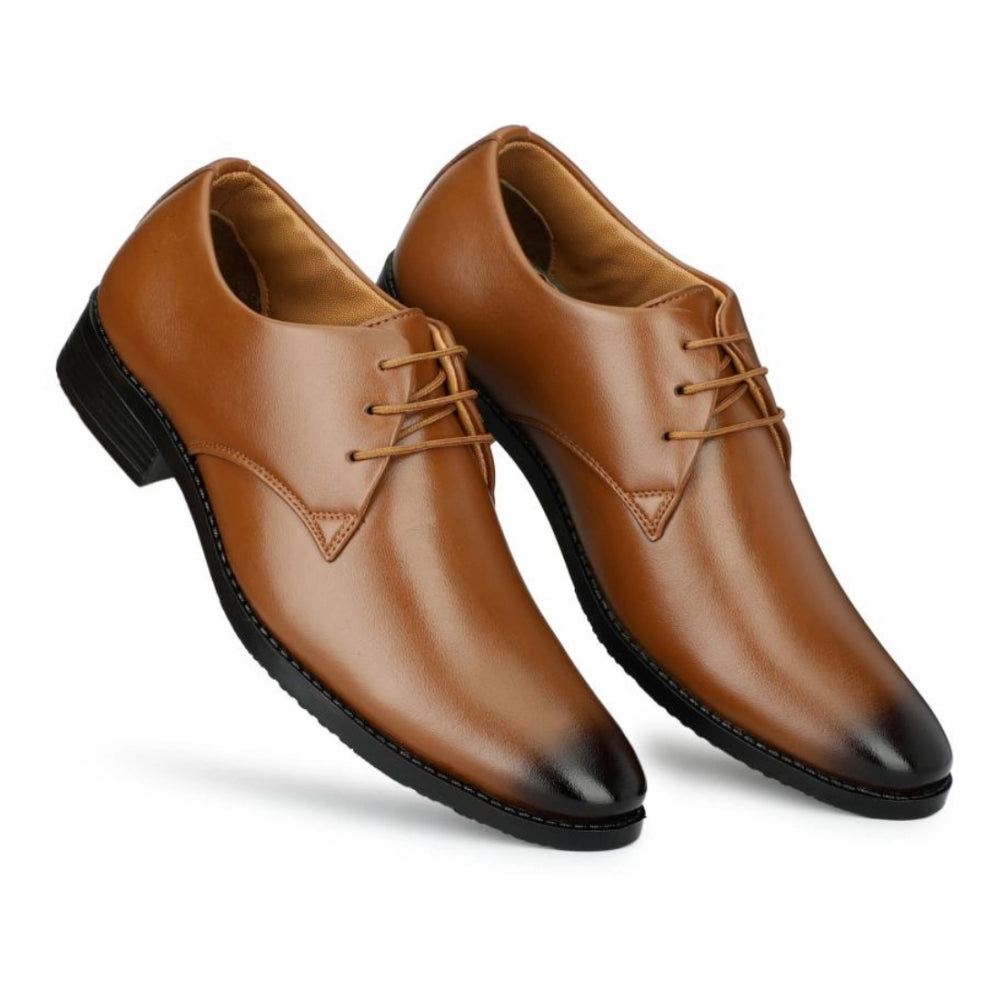 Men's Faux Leather Formal Shoes (Tan) - GillKart