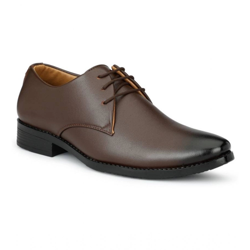 Men's Faux Leather Formal Shoes (Brown) - GillKart