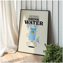 Daily Reminder Drink Water Wall Frame (Black) - GillKart