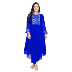 Women's Georgette Embroidered Kurti (RoyalBlue) - GillKart