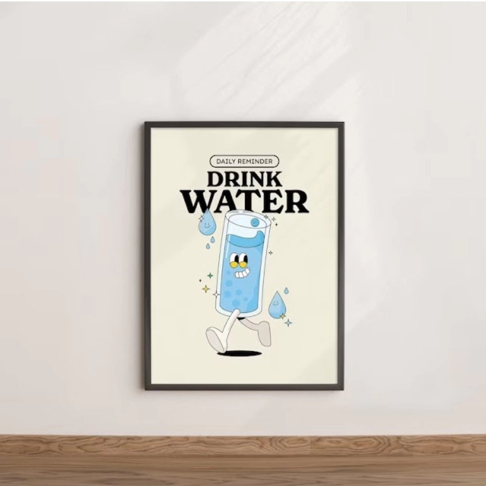 Daily Reminder Drink Water Wall Frame (Black) - GillKart