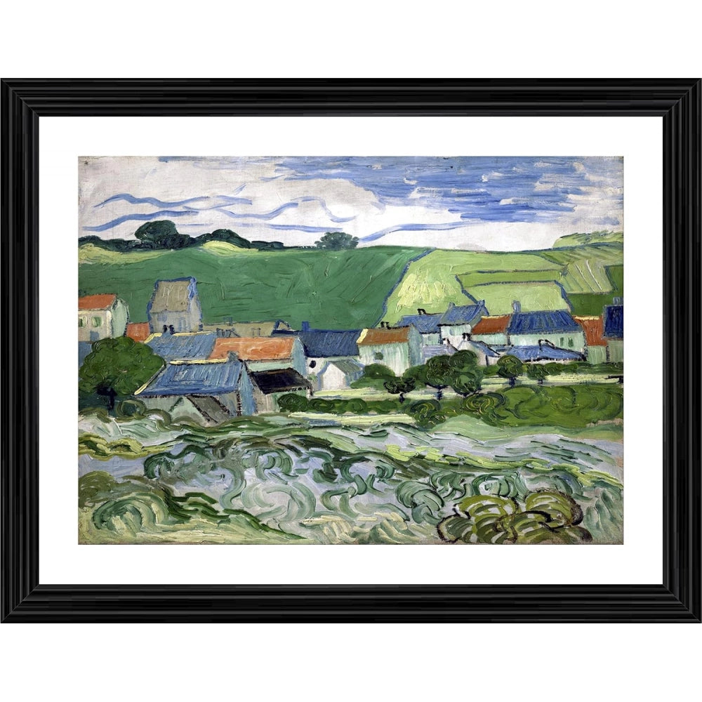 View of Auvers 1890 Painting With Wood Photo Frame (Multicolor) - GillKart