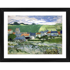 View of Auvers 1890 Painting With Wood Photo Frame (Multicolor) - GillKart