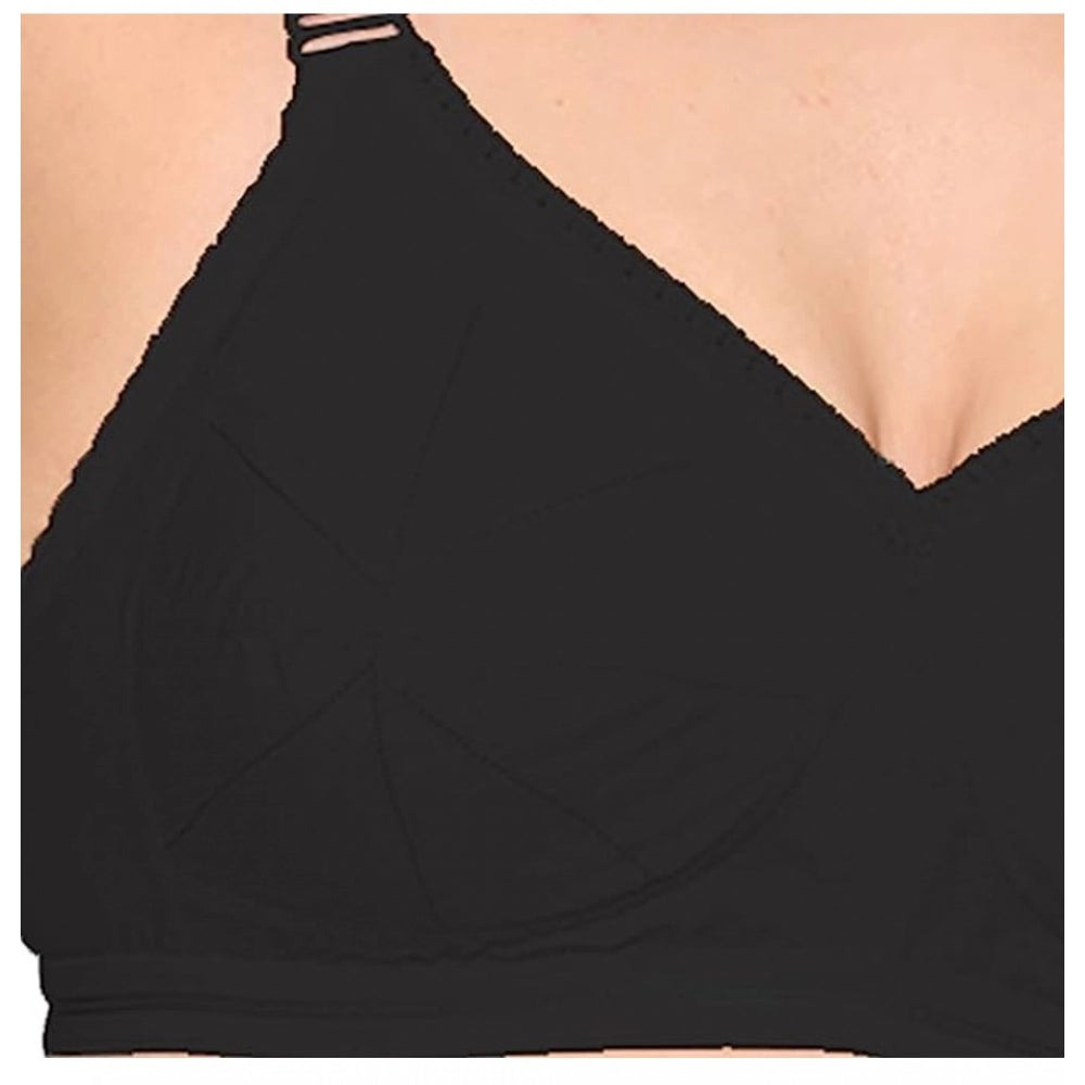 Pack Of_2 Women's Cotton Solid Non Padded Bra (Black - White) - GillKart