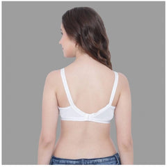 Women's Cotton Solid Non Padded Bra (White) - GillKart