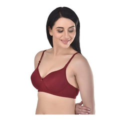 Women's Cotton Solid  Lightly Padded Bra (Marroon) - GillKart