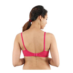 Women's Cotton Solid  Lightly Padded Bra (Pink) - GillKart