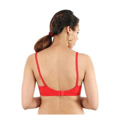 Women's Cotton Solid  Lightly Padded Bra (Red) - GillKart