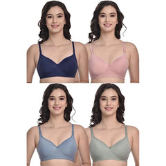 Women's Cotton Solid T-Shirt Bra (Multicolor) - GillKart