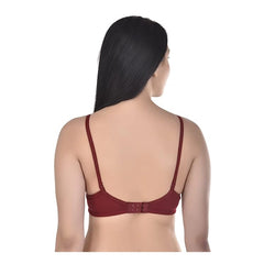 Women's Cotton Solid  Lightly Padded Bra (Marroon) - GillKart