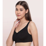 Enamor A112 Women's Cotton Full Support Bra (Black) - GillKart