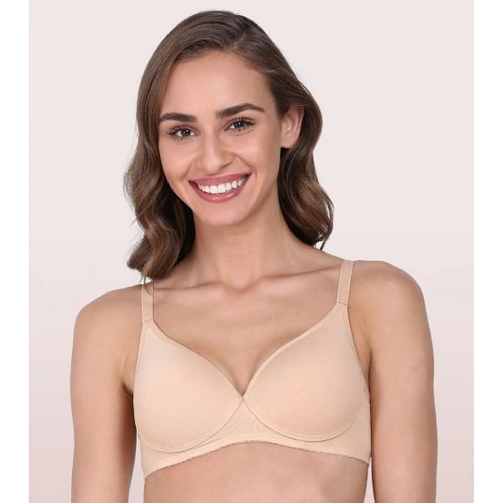 Enamor A039 Women's Cotton Non-Wired &amp; Medium Coverage T-Shirt Bra (Skin) - GillKart