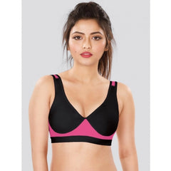 Dermawear SB-1102 Women's 4D Stretch Sports Bra (Black-Pink) - GillKart