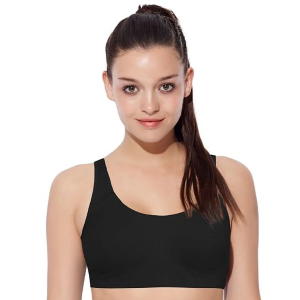 Enamor SB06 Women's Cotton Low Impact Non-Padded, Non-Wired, High-Coverage Bra (Black) - GillKart