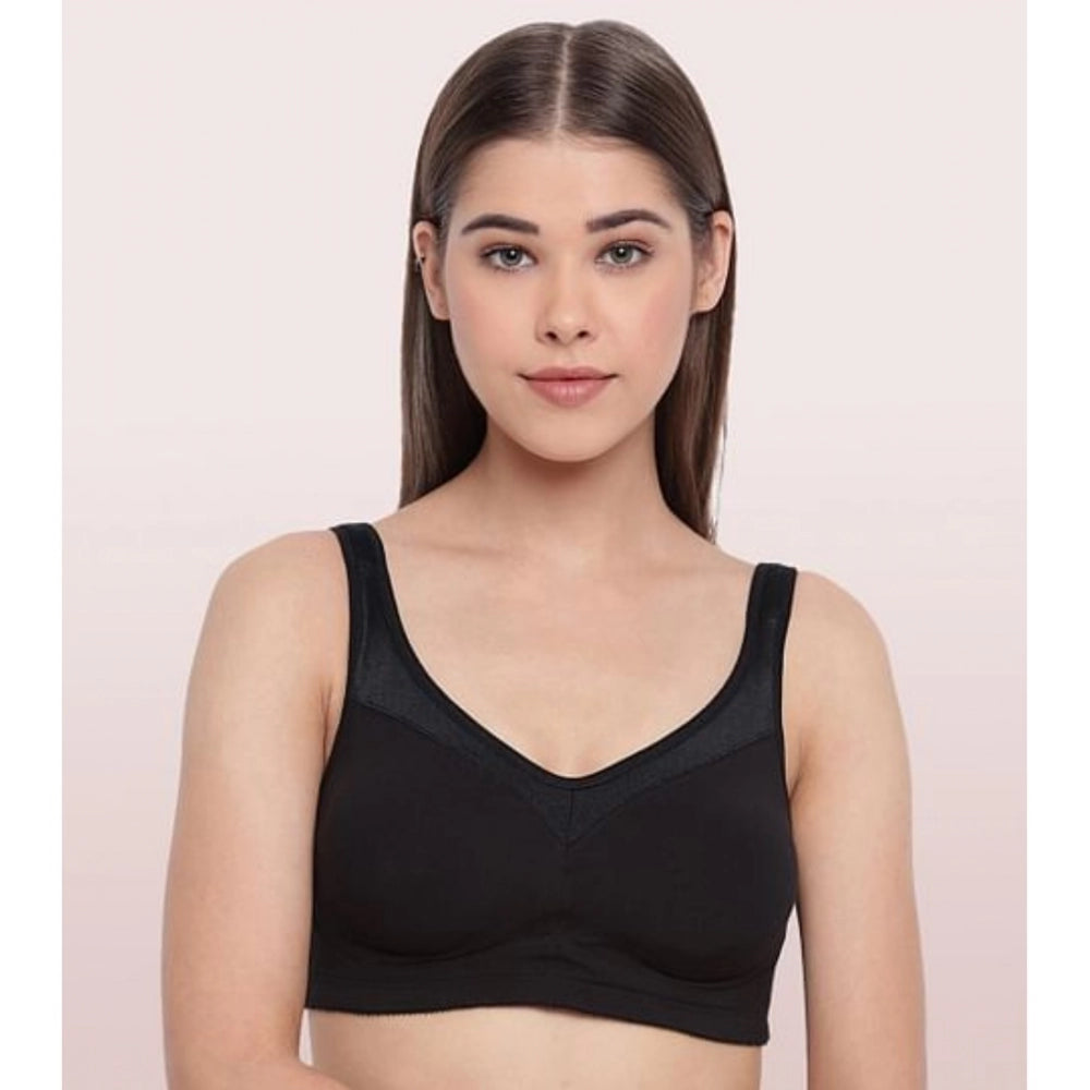 Enamor A112 Women's Cotton Full Support Bra (Black) - GillKart