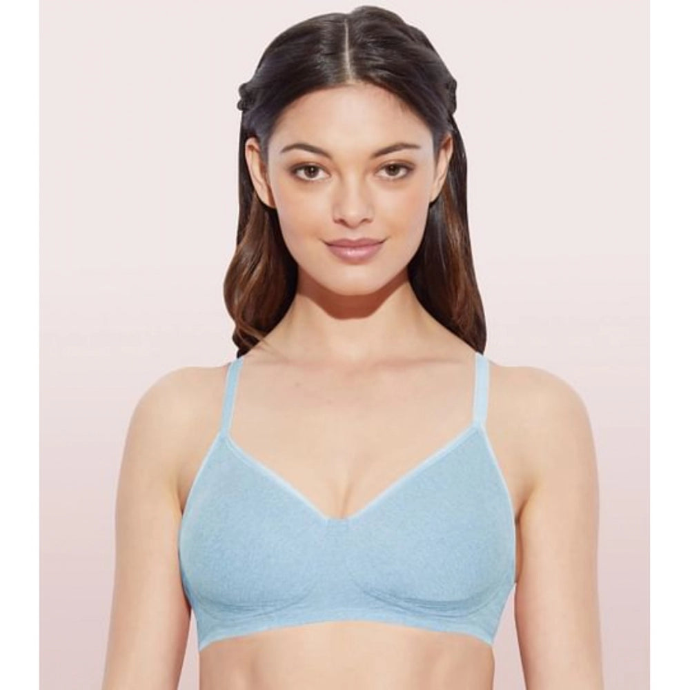 Enamor A042 Women's Cotton Everyday Non Padded And Wirefree Bra (Chambray-Melange) - GillKart