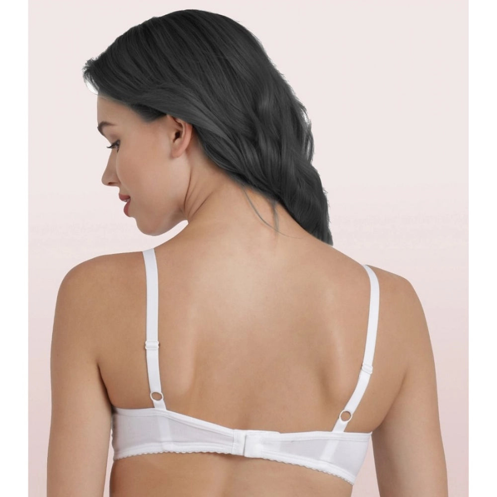 Enamor A039 Women's Cotton Non-Wired &amp; Medium Coverage T-Shirt Bra (White) - GillKart