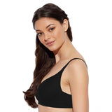 Enamor A039 Women's Cotton Non-Wired &amp; Medium Coverage T-Shirt Bra (Black) - GillKart