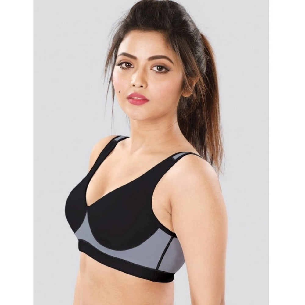 Dermawear SB-1102 Women's 4D Stretch Sports Bra (Black-Grey) - GillKart