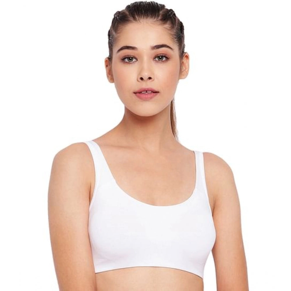 Enamor SB06 Women's Cotton Low Impact Non-Padded, Non-Wired, High-Coverage Bra (White) - GillKart