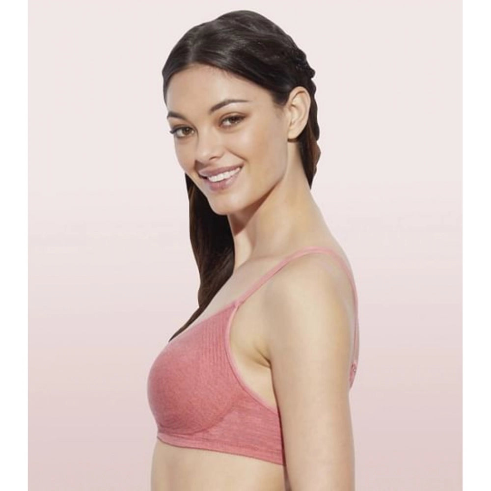 Enamor A042 Women's Cotton Everyday Non Padded And Wirefree Bra (Tomato-Melange) - GillKart