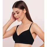 Enamor A042 Women's Cotton Everyday Non Padded And Wirefree Bra (Black) - GillKart