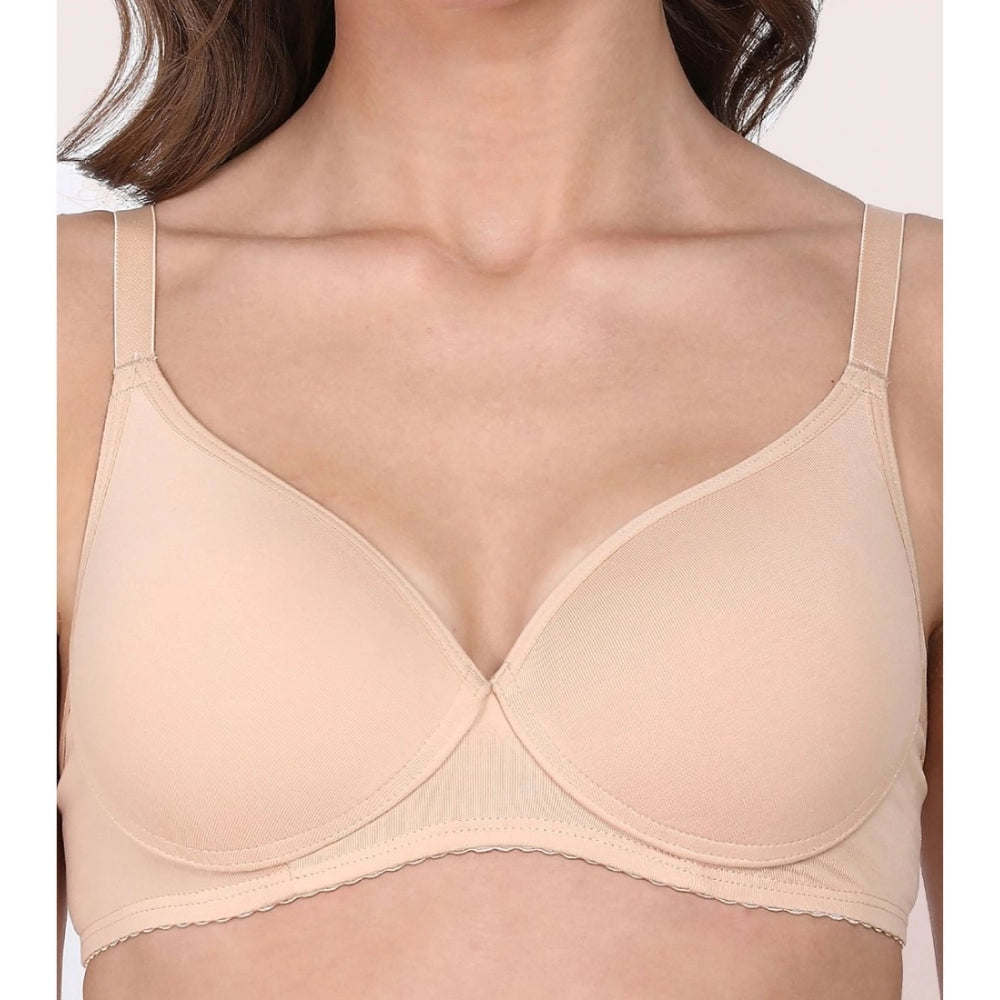 Enamor A039 Women's Cotton Non-Wired &amp; Medium Coverage T-Shirt Bra (Skin) - GillKart