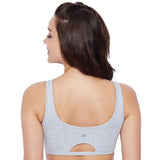 Enamor SB06 Women's Cotton Low Impact Non-Padded, Non-Wired, High-Coverage Bra (Grey-Melange) - GillKart