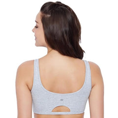 Enamor SB06 Women's Cotton Low Impact Non-Padded, Non-Wired, High-Coverage Bra (Grey-Melange) - GillKart